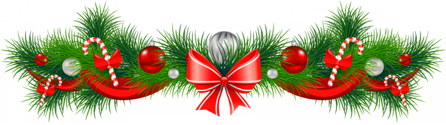 transparent_christmas_pine_garland_red_bow_png_clipart
